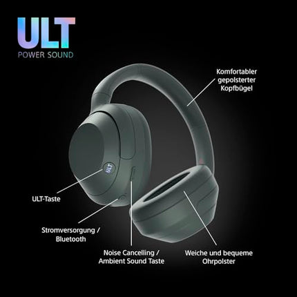 Sony ULT WEAR | Juhtmevabad Bluetooth-kõrvaklapid mürasummutusega | mikrofoniga, 30-tunnise akuga, bassi võimendusfunktsiooniga | Sobib sportimiseks, muusika nautimiseks, reisimiseks ja tööks, metsahall