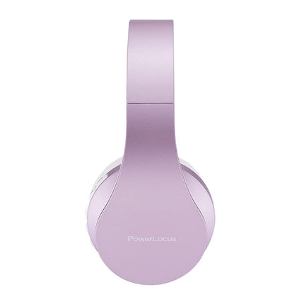 PowerLocus Bluetooth-kõrvaklapid, juhtmevabad Bluetooth-kõrvaklapid, kokkupandavad juhtmevabad kõrvapealsed kõrvaklapid, peakomplekt, Aux-tugi, mikrofon, käed-vabad funktsioon iPhone'ile, Androidile, arvutile (valge/lilla)