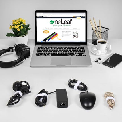 OneLeaf 110 tk korduvkasutatavaid kaablisidemeid, reguleeritavad 8 x 1/2-tollised kaablikorraldajad, mitmeotstarbelised kaablihalduskaablisidemed koju, kontorisse,