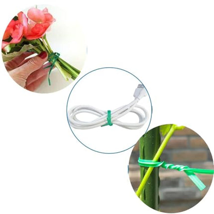 Plant ties, robust garden cable ties, self-locking, flexible binding bands for tying climbing plants, herbs, shrubs, adjustable fastening, green spiral ties for tree, flowers,