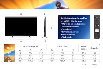 Philips Ambilight The Xtra 55PML9009 4K Quantum Dot MiniLED nutiteler - 55-tolline ekraan P5 Perfect Picture Engine Ultra HD, Titan OS, Dolby Vision ja Dolby Atmos Soundiga - antratsiithall