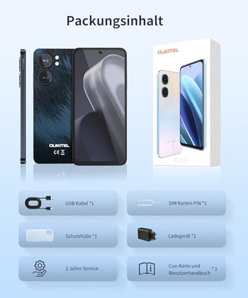 OUKITEL C58 (16GB+128GB) nutitelefon ilma lepinguta - 6,67-tolline 90Hz Android 14 mobiiltelefon soodne, 5150mAh aku, 13MP+5MP kaamera, näotuvastus ja sõrmejäljelugeja, NFC, GPS, kahe SIM-kaardi pesa 4G soodne nutitelefon, must