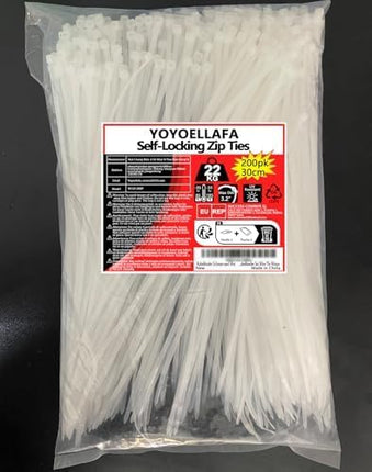 Cable ties black and white cable ties 300mm x 3.6mm, 500 pieces cable ties UV resistant cable ties 30cm cable tie set for cable management zip tie wraps wire ties