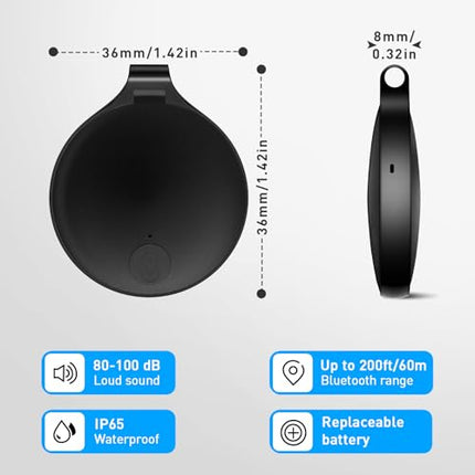 ayuopu nutikas Bluetooth-õhu jälgimissilt, esemete leidja võtmeleidja, mis ühildub Apple Find Myga (ainult iOS), vahetatav aku, pagas, kohvrid, rahakotid, kotid, jälgimine üle maailma, 2 tk must