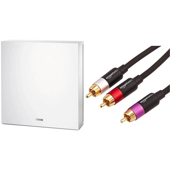 Canton ASF 75 SC aktiivsubwoofer (60/120 vatti) valge (tükk) &amp; Amazon Basics PBH-20214 - RCA audiokaabel, 1 x RCA isas - 2 x RCA isas, 2,4 m