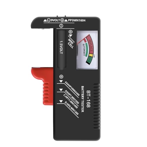Analog Battery Tester Household Battery Tester BT-168 Small Multi Size Battery Tester for AA AAA CD 15V 9V Button Cell Batteries Ideal for Home School Office No batteries required for operation