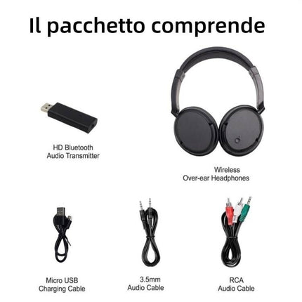 Bluetooth-juhtmevabad kõrvaklapid USB-saatjaga, Bluetooth 5.3 kõrvaklapid, juhtmevabad teleri peakomplektid, sissetõmmatav peavõru, ülikerged kõrvaklapid, juhtmevabad kõrvaklapid eakatele ja täiskasvanutele, heli viivituseta
