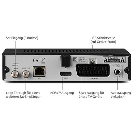 TechniSat HD-S 221 - digitaalne HD satelliitvastuvõtja (Sat DVB-S/S2, HDTV, HDMI, USB meediapleier, eelinstallitud kanalite loend, unetaimer, kaugjuhtimispult, kompaktne korpus) must