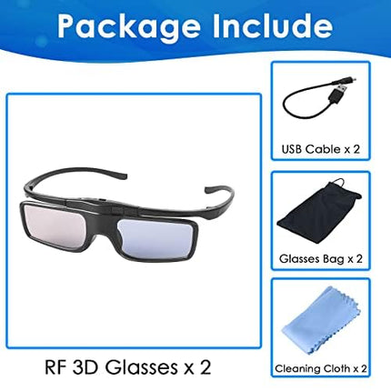 RF 3D-prillid, laetavad 3D-katikuprillid sobivad RF 3D-teleritele ja -projektoritele, 3D-projektoriprillid ühilduvad TDG-BT500A, SSG-5100GB, AN3DG40, 2 tk pakendis