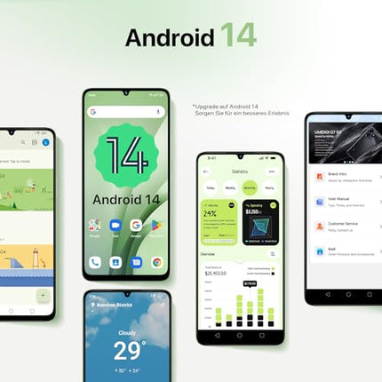 UMIDIGI G9C 50MP nutitelefon lukustamata Android 14-12(6+6) GB+128GB mobiiltelefon 6,75-tolline 90Hz ekraan, 5000mAh, 2,2GHz protsessor, 4G kahe SIM-kaardiga, kaasas laadija, Bluetooth 5.4/Face ID/GPS/NFC-roheline