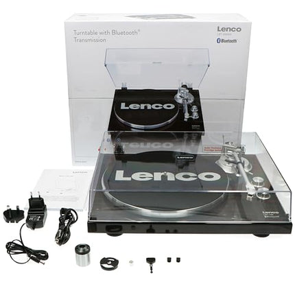 Lenco LBT-188 Record Player - Bluetooth Turntable - Belt Drive - 2 Speeds 33 and 45 rpm - Anti-Skating - Convert Vinyl to MP3 - Dark Brown, LBT-188 WA, Walnut