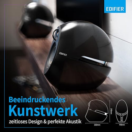 Edifier E25HD Bluetooth kõlarikomplekt – 74 W RMS – Parim helikvaliteet bassrefleksmembraaniga – LDAC tehnoloogia – Bluetooth 5.3 – Elegantne disain – Optilised + Aux ühendused – Must