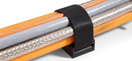 Hook and loop base for self-adhesive mounting | for self-assembly | for 20 mm back-to-back hook and loop tape (sold separately) | for orderly cable management | 10 pieces | Flame-retardant according to UL94-V0