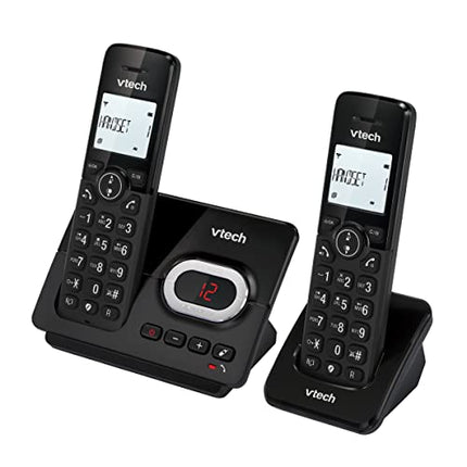 VTech CS2051 Cordless Phone with Answering Machine and 2 Handsets, ECO+ Mode, Senior Phone, Landline Phone, Call Blocker, Hands-Free Function, Large Buttons, 1-Line Display, Black