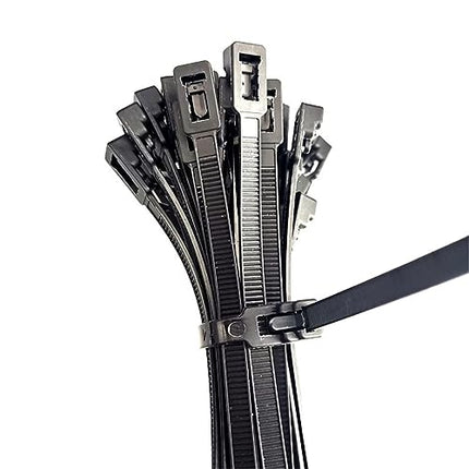 Donboly korduvkasutatavad kaablisidemed, mustad, vastupidavad, tugevast nailonist, suured, eemaldatavad, paksust plastist kaablisidemed, mustad, 5 x 200 mm, 100 tk pakis