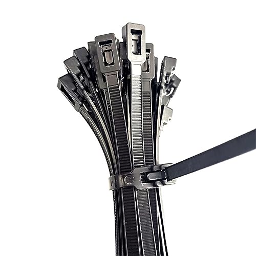 Donboly korduvkasutatavad kaablisidemed, mustad, vastupidavad, tugevast nailonist, suured, eemaldatavad, paksust plastist kaablisidemed, mustad, 5 x 200 mm, 100 tk pakis