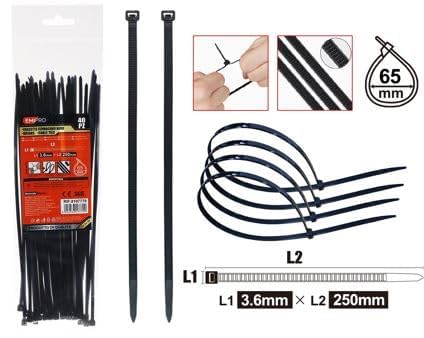 Mustad kaablisidemed (40 tk) – ideaalne lahendus kaablite korrastamiseks ja kaitsmiseks – 4 pakki 40 tk (kokku 160 tk)