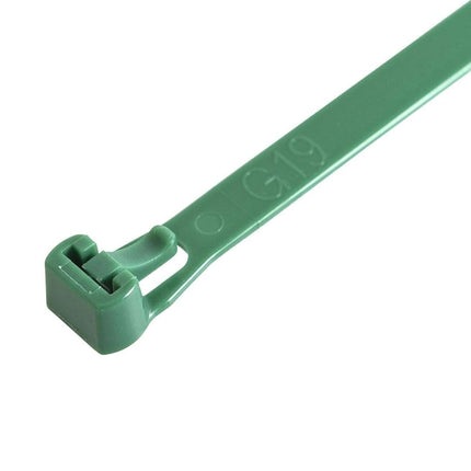 Gocableties Cable Ties Resealable Green, 250 mm x 7.6 mm, 100 Pieces, Premium Quality Releasable, Reusable Set