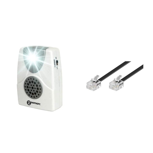 Geemarc CL11Geemarc CL11 akustiline telefonikõne indikaator välklambi ja Goobay 50319 modulaarse ühenduskaabliga, telefonikaabel, RJ11 pistik (6P4C) RJ11 pistikule (6P4C), must, 10m