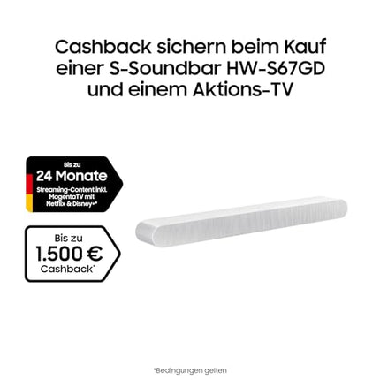 Samsung HW-S67GD 3.1-kanaliga kõik-ühes heliriba teleritele, Bluetooth-kõlar juhtmevaba Dolby Atmos / DTS Virtual:X, Q-Symphony ja Adaptive Sound Lite'iga [2024]