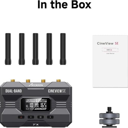 Accsoon CineView SE SDI ja HDMI juhtmevaba saatja, 2,4 GHz + 5 GHz kahesageduslik edastussaatja 1080P60fps, 1200 jalga/50ms, 0,05 s viivitusega, jälgib 4 rakendust (ainult saatja)
