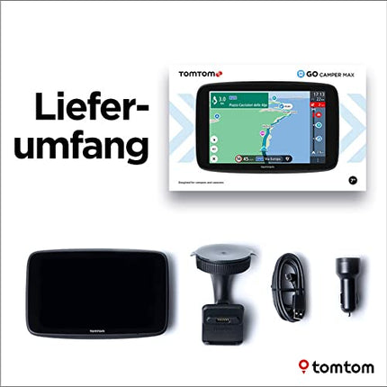 Tomtom Camping Navi GO Camper Max (7-tolline HD-ekraan, huvipunktid matkaautodele ja haagissuvilatele, uuendused WiFi kaudu, liiklusummikute vältimine tänu Tomtom Trafficule, maailmakaardi uuendused)