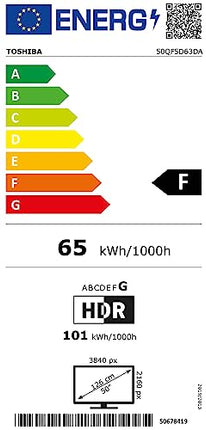 Toshiba 50QF5D63DA 50-tolline QLED-teler/Fire TV (4K Ultra HD, HDR Dolby Vision, nutiteler, kolmekordne tuuner, sisseehitatud Alexa, Bluetooth, Onkyo heli) [2023], must