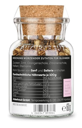 Ankerkraut hõõgvein, hõõgveini maitseainete segu, Feuerzangenbowle, punš, laste punš, jõulutee, 60 g korgiklaasis