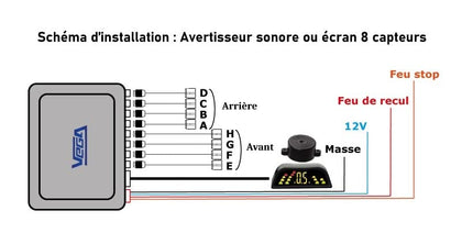 Vaga reversing radar, with 8 sensors, black