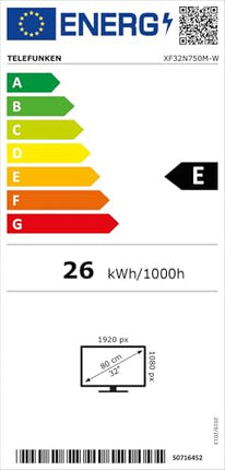 Telefunken XF32N750M-W 32-tolline Full HD LED-teler 80 cm ekraani diagonaali ja integreeritud kolmekordse tuuneriga, valge