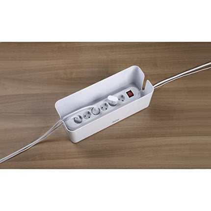 Hama "Maxi" cable box with lid and rubber feet (organizer to prevent cable clutter, storage box for hiding power strips, adapters and cables, protection from children and animals), white, 40 x 15.5 x 13.8 cm