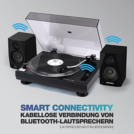Reloop RT-1 BT belt-drive turntable for DJ and HiFi applications, Bluetooth output for wireless connection to Bluetooth speakers, pre-mounted Ortofon magnetic cartridge system