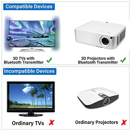 RF 3D-prillid, laetavad 3D-katikuprillid sobivad RF 3D-teleritele ja -projektoritele, 3D-projektoriprillid ühilduvad TDG-BT500A, SSG-5100GB, AN3DG40, 2 tk pakendis