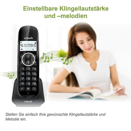 VTech CS1401 DECT Cordless Phone with 2 Handsets, Call Blocker, Speakerphone, Caller ID/Call Waiting, Backlit Display, ECO Mode, Low Radiation, Black