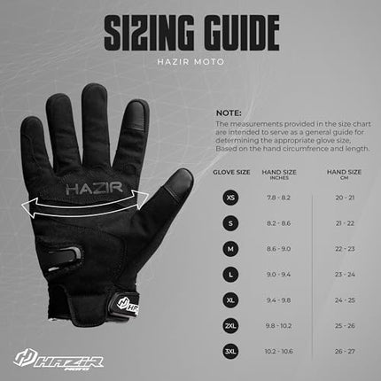 HAZIR Motorcycle Gloves for Men, Touchscreen Gloves on the Fingers, Motorcycle Gloves for Road Biking, Motocross, Climbing and More Outdoor Sports, Size XS