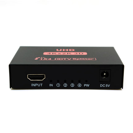 VKBAND HDMI Splitter 1 to 4 Output V1.4-powered 1x4-port box supports full Ultra HD 1080P 4K 60hz/ 2K and 3D resolutions (1 input to 4 outputs)