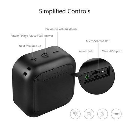 MIFA A1 Mini Bluetooth Speaker, True Wireless Stereo Technology, 15 Hours Playtime, IP56 Waterproof and Dustproof Wireless Speaker with 3.5mm Audio Input, Black