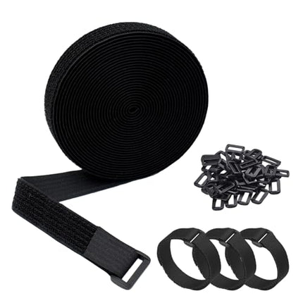 Adjustable cable ties with 50 buckles, free cutting length, reusable fastening ties for securing cables, hoses, pipes and more, 10 m x 2 cm
