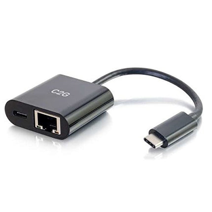 C2G USB-C to Ethernet Adapter with Power Delivery - Black - Network Adapter - USB-C - Gigabit Ethernet x 1 - Black