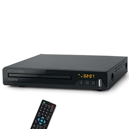 Muse M-55 DV Full HD DVD-mängija, ühildub DVD+R/RW, CD, CD-R/RW, MP3, JPEG ja Xvid taasesitusega, LED-ekraan, HDMI- ja USB-port, pult kaasas