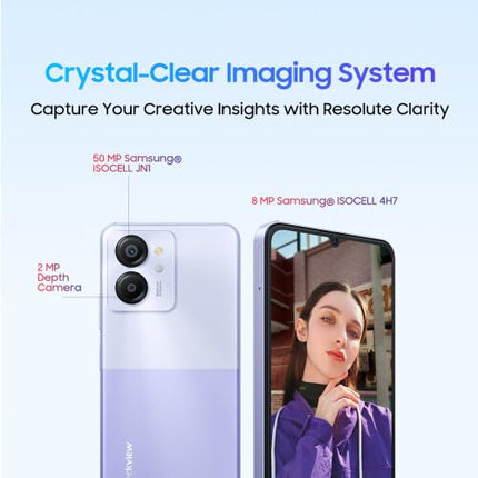 Blackview Color 8 Smartphone Unlocked, 16GB+256GB, 6.75" FHD+ 90Hz, 50MP+8MP Camera, 6000mAh Battery, THREE Card Slots, Android 13 Mobile Phone, Smart-K Box Speaker, GPS Blue