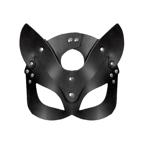 Bojueshaw nahast kassimask, poolmask, silmamask halloweeniks, cosplayks, Veneetsia karnevaliks, Mardi Grasiks ja peokostüümi aksessuaariks