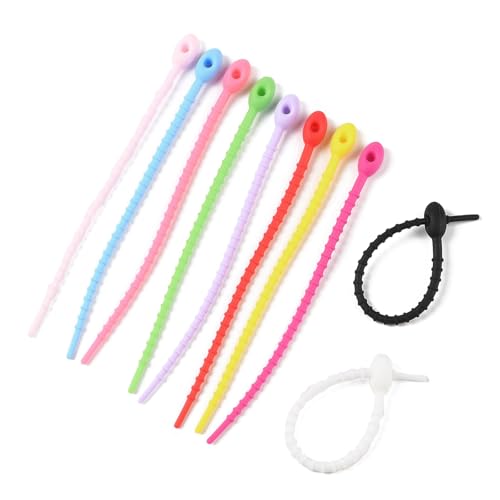 DanLingJewelry 500 Pieces 5 Inch Colorful Silicone Spiral Ties Oval Shape Reusable Silicone Rubber Cable Ties Cord Organizer Straps for Wire Organization Home Office