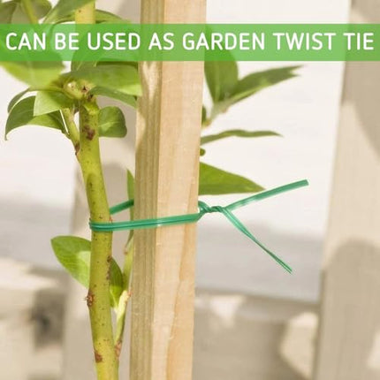 Plant ties, robust garden cable ties, self-locking, flexible binding bands for tying climbing plants, herbs, shrubs, adjustable fastening, green spiral ties for tree, flowers,