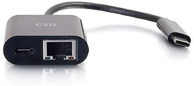 C2G USB-C Etherneti adapter toiteallikaga - must - võrguadapter - USB-C - gigabitise Etherneti x 1 - must