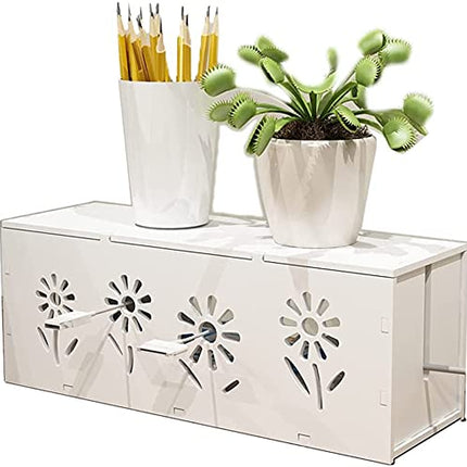 Verve Jelly Power Cable Storage Box Removable Cable Box Socket Box Cable Collector Storage Box for Cable Management Charging Cable PVC Plastic with Ventilation Wood Texture Organizer