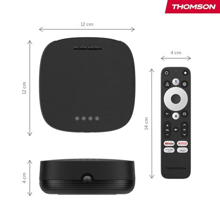 Thomson Streaming Box 270 Plus | Integrated speaker for voice control | Google TV | Netflix, Disney+ | 4K UHD | Streaming via Wi-Fi | Google Cast | 32GB storage