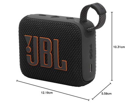 JBL Go 4 - Black – Portable Bluetooth speaker with JBL Pro Sound, deep bass, and Playtime Boost function – Waterproof and dustproof – 7 h battery life