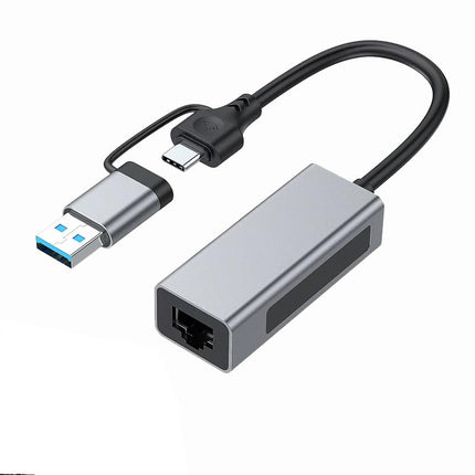 2.5G USB3.1 Etherneti adapter, 2-ühes USB-A/USB-C kuni 2.5Gbps Etherneti adapter, USB 3.1 kuni RJ45 võrgumuundur arvuti, sülearvuti, Windowsi, Mac OS Linuxi jaoks