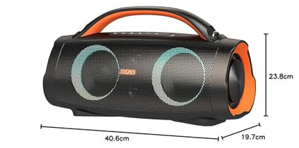 DOSS Extreme Boom+ Bluetooth kõlar, 100W stereoheli, rikkalik bass, 20h aku tööiga, varupatarei, IPX6 veekindlus, RGB tuled, kaasaskantav muusikakarp õue, telkimiseks, basseini äärde, randa, aeda – oranž